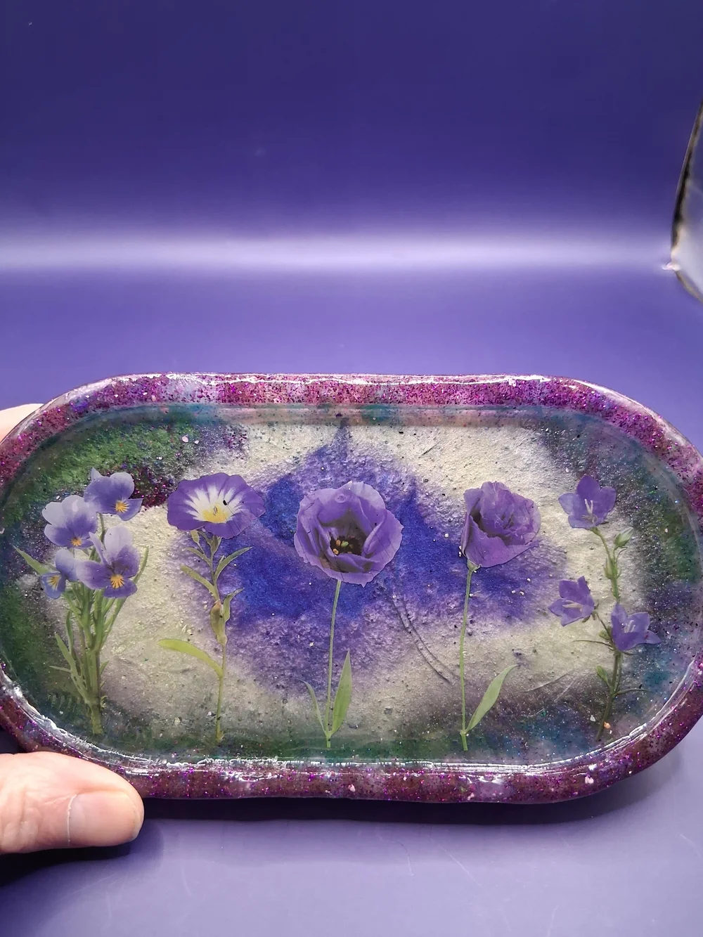 Handmade Purple Floral Decorative Tray